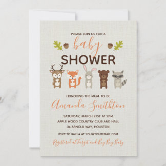 Invitation pour une Baby Shower en Forêt