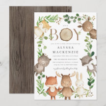 Invitation pour une Baby Shower en Forêt