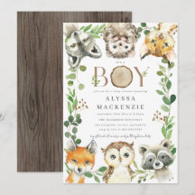 Invitation pour une Baby Shower en Forêt
