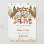Invitation pour une Baby Shower en Forêt de Bois (Devant / Derrière)