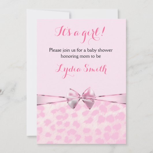 Invitation pour une baby shower fille avec un arc  (Devant)