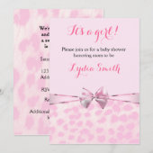 Invitation pour une baby shower fille avec un arc  (Devant / Derrière)