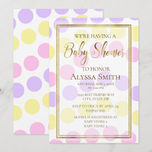 Invitation pour une Baby Shower Fille Rose Jaune V