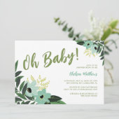 Invitation pour une Baby Shower Florale Tropicale (Debout devant)