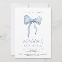 Invitation pour une baby shower garçon au ruban bl