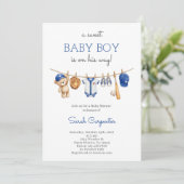 Invitation pour une Baby Shower Garçon de Baseball (Debout devant)
