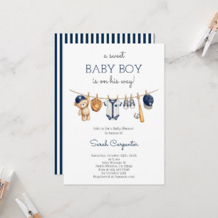 Invitation pour une Baby Shower Garçon de Baseball