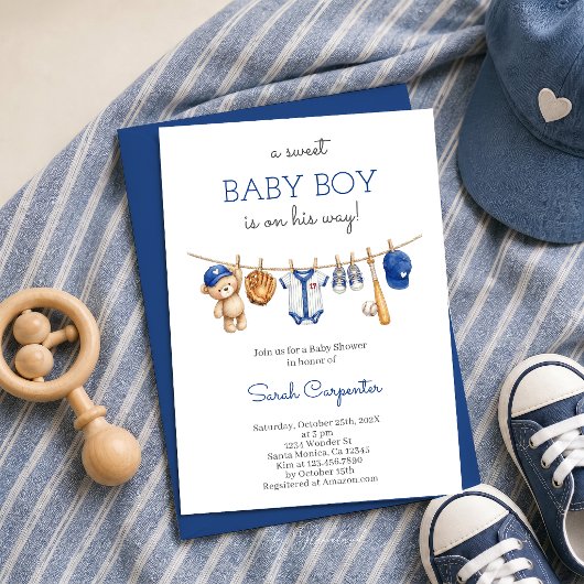 Invitation pour une Baby Shower Garçon de Baseball