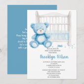 Invitation pour une Baby Shower Garçon Éléphant (Devant / Derrière)