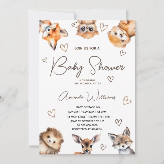 Invitation pour une baby shower garçon fille thème (Devant)
