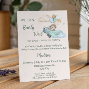Invitation pour une Baby Shower Garçon Ourson Avia