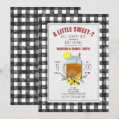 Invitation pour une Baby Shower Gingham Tea Floral (Devant / Derrière)