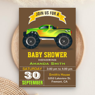 Invitation pour une baby shower Green Truck