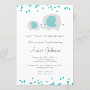 Invitation pour une Baby Shower Little Peanut Bleu