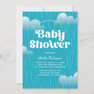 Invitation pour une Baby Shower Nuage de Pluie Ble