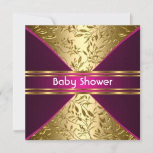 Invitation pour une Baby Shower Or et Rose