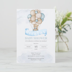 Invitation pour une baby shower Ours Bleu Espagnol