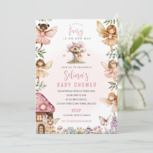 Invitation pour une Baby Shower Petite Fée Rose Bo