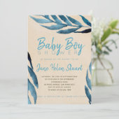 Invitation pour une baby shower pour garçon avec f (Debout devant)
