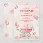Invitation pour une Baby Shower pour un landau de  (Devant / Derrière)