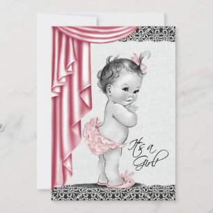 Invitation pour une Baby Shower Rose et Noir pour