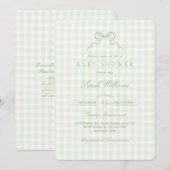 Invitation pour une baby shower Sage Bow (Devant / Derrière)