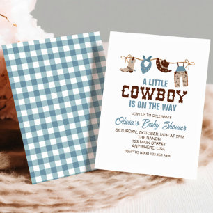 Invitation pour une baby shower sur le thème cowbo