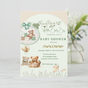 Invitation pour une Baby Shower Teddy Picnic