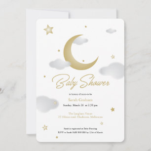 Invitation pour une baby shower thème lune et étoi