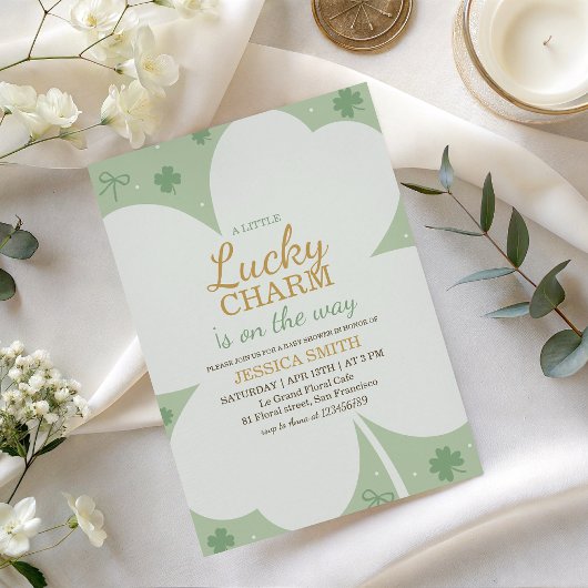Invitation pour une Baby Shower Thème Trèfle Chanc