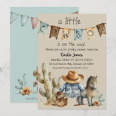 Invitation pour une Baby Shower: Un Petit Cowboy e (Devant / Derrière)