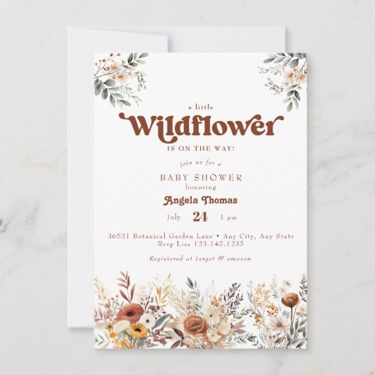 Invitation pour une baby shower Wildflower (Devant)