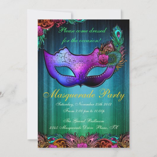 Invitation pour une célébration de fête masquée av (Devant)