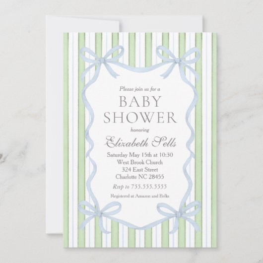 Invitation pour une douche de bébé garçon, Douche (Devant)