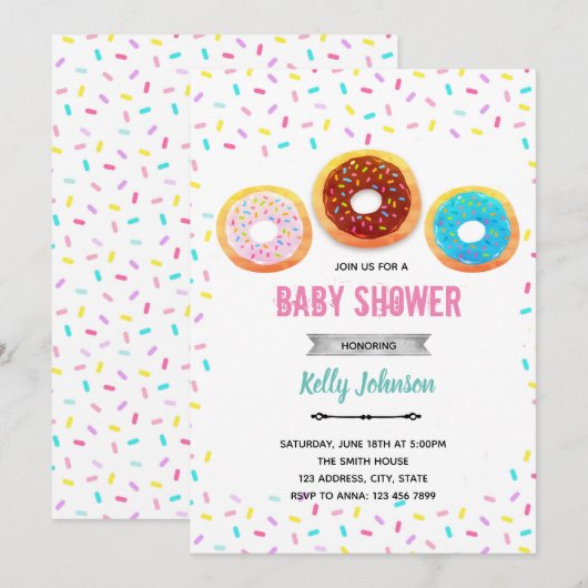 Invitation pour une douche de donut (Devant / Derrière)