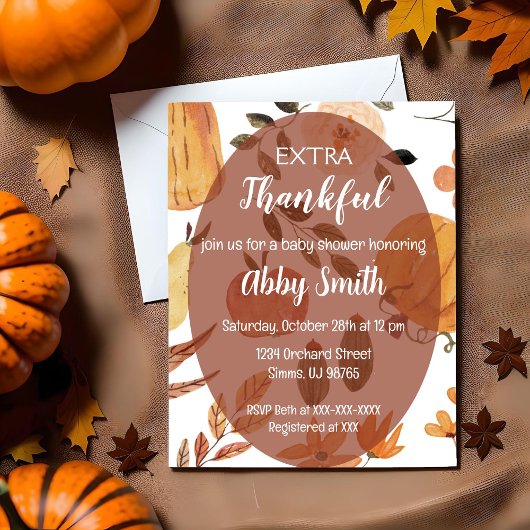 Invitation pour une douche de Thanksgiving extra r