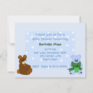 Invitation pour une douche - Petits ours à pois bl
