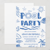 Invitation pour une fête à la piscine pour enfants (Devant / Derrière)
