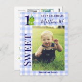 Invitation pour une fête à thème grenouille carrea (Devant / Derrière)