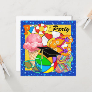 Invitation pour une fête au bord de la piscine pou