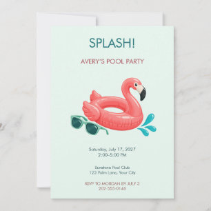 Invitation pour une fête au bord de la piscine rét