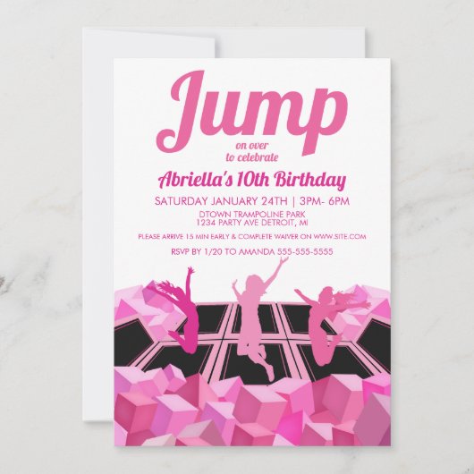 Invitation pour une fête au parc de trampoline Pin (Devant)