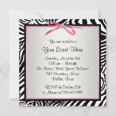 Invitation pour une fête au thème Zèbre Rose Clair (Dos)