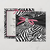 Invitation pour une fête au thème Zèbre Rose Éléga (Devant / Derrière)