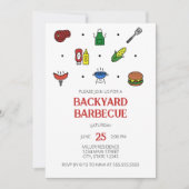 Invitation pour une fête avec des icônes de barbec (Devant)