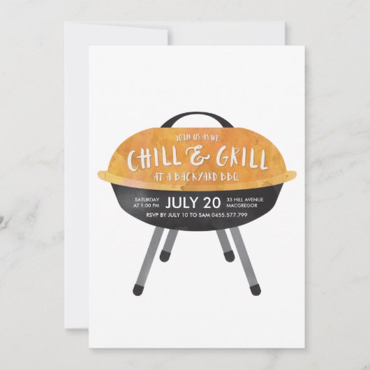 Invitation pour une fête BBQ Chill and Grill (Devant)