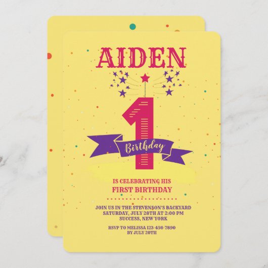 Invitation pour une fête d'anniversaire (Devant / Derrière)