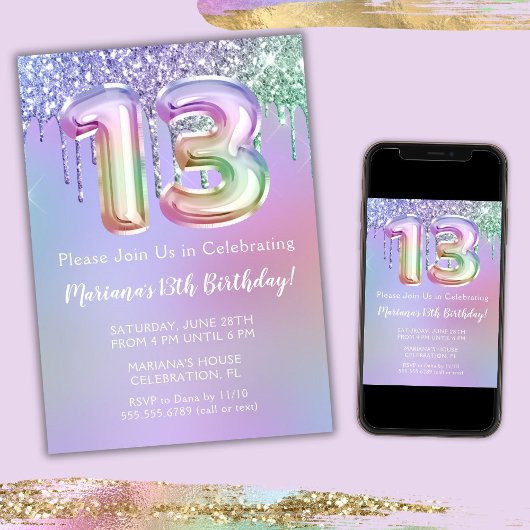 Invitation pour une fête d'anniversaire 13 ans Pai