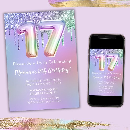 Invitation pour une fête d'anniversaire 17 ans Pai