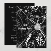 Invitation pour une fête d'anniversaire 18 ans Bla (Devant / Derrière)